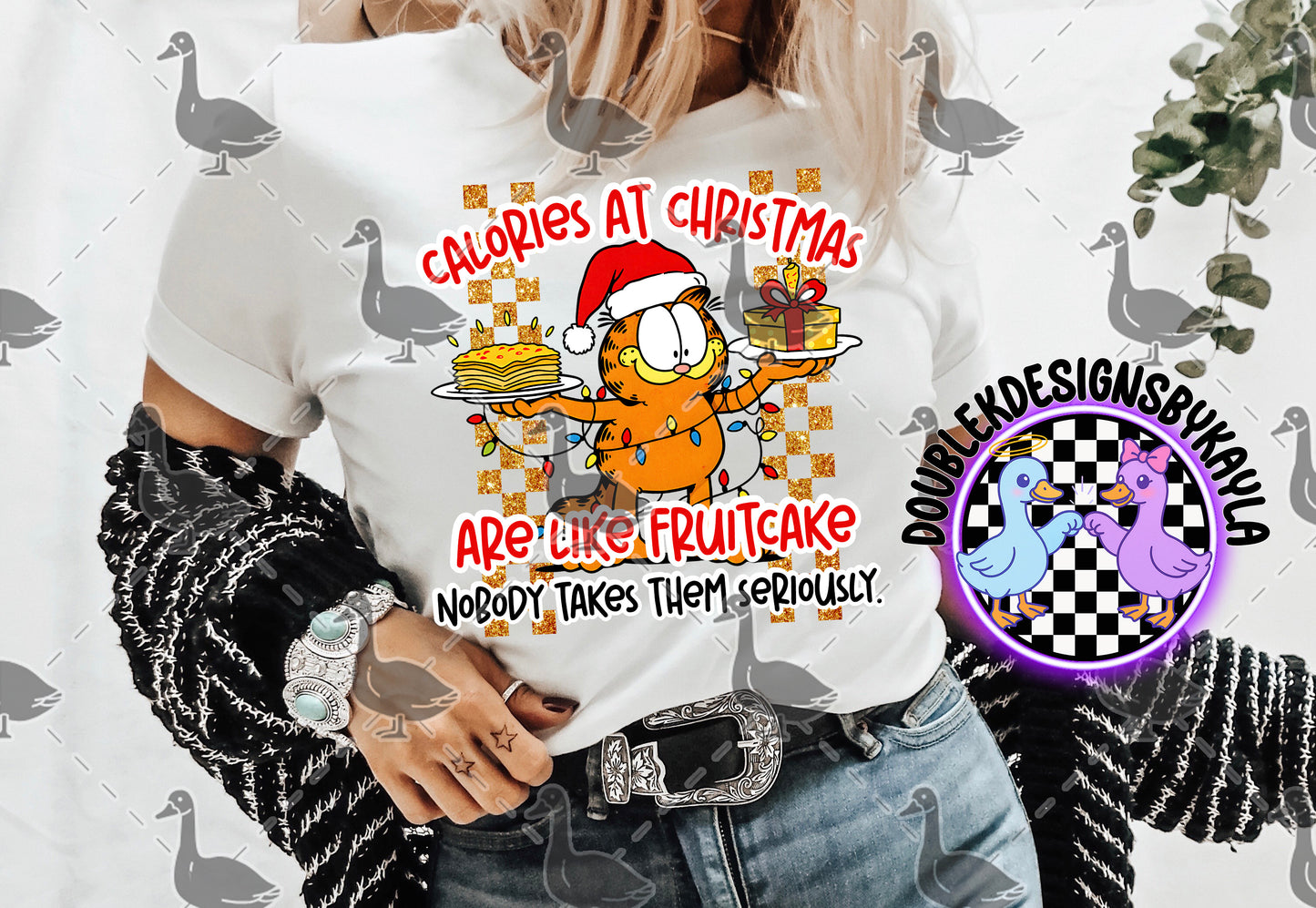 Calories Don’t Count at Christmas – Funny Cat Holiday Digital Design