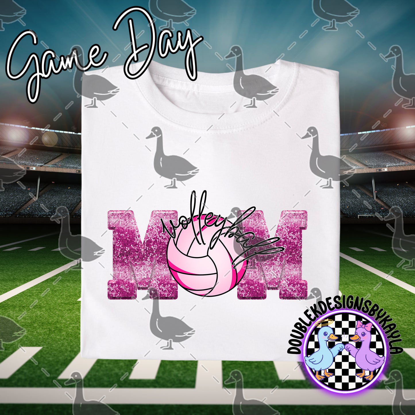 Game Day MOM Pink Glitter Sports Designs – Multiple Sport Options (PNG)