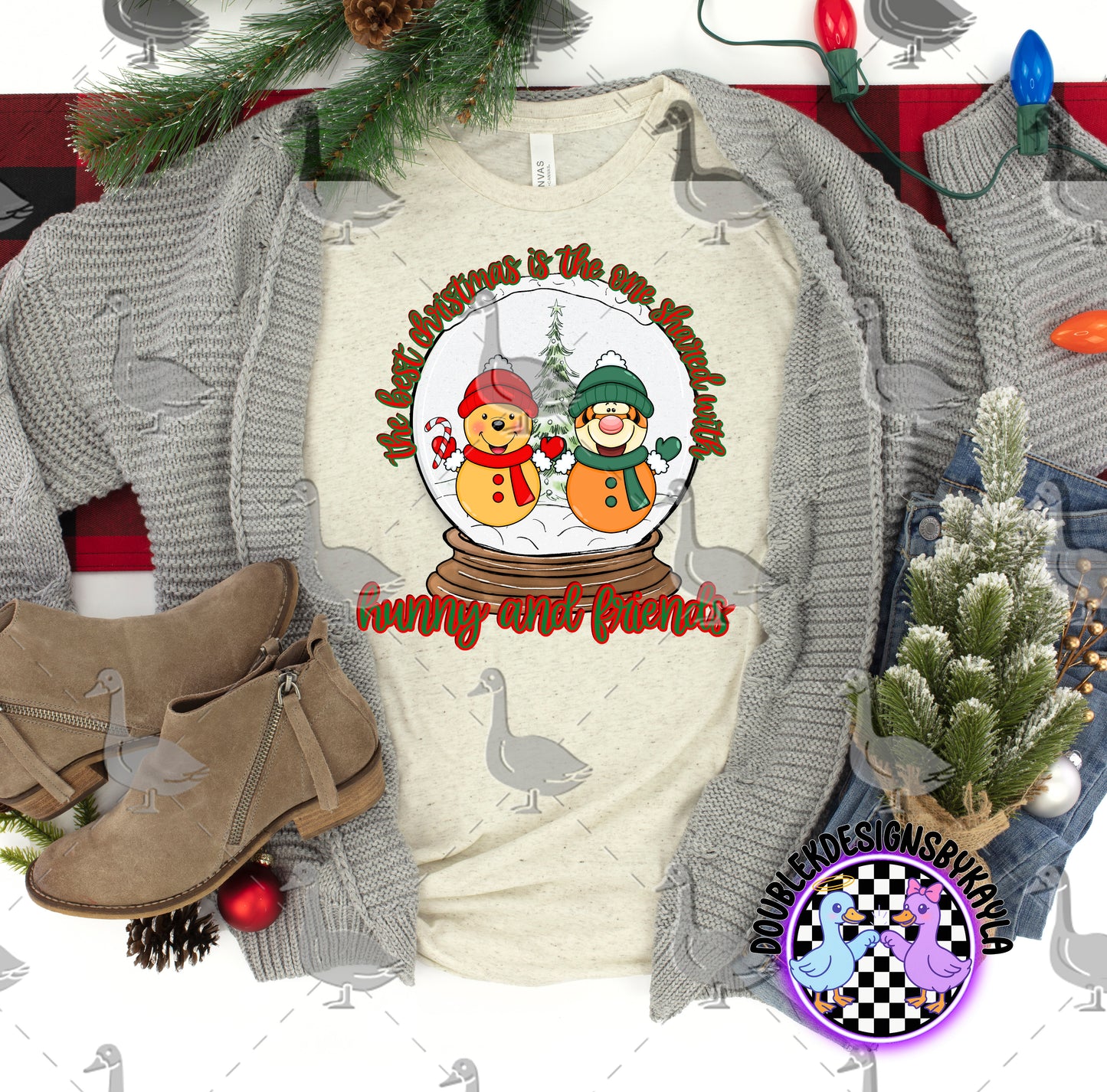 The Best Christmas Is with Funny and Friends Digital Design | Snow Globe Holiday PNG