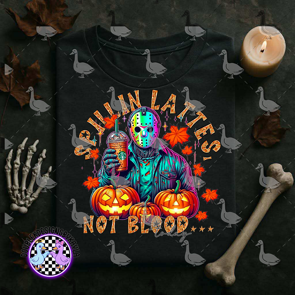 Spillin’ Lattes Not Blood Digital Design | Horror Halloween Coffee PNG