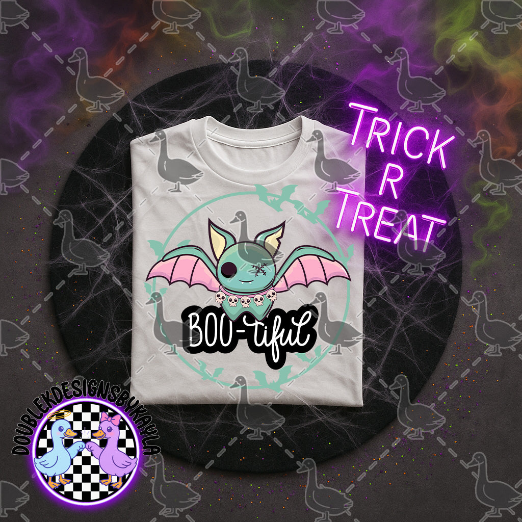 BOO-tiful Mint Bat Halloween Digital Design