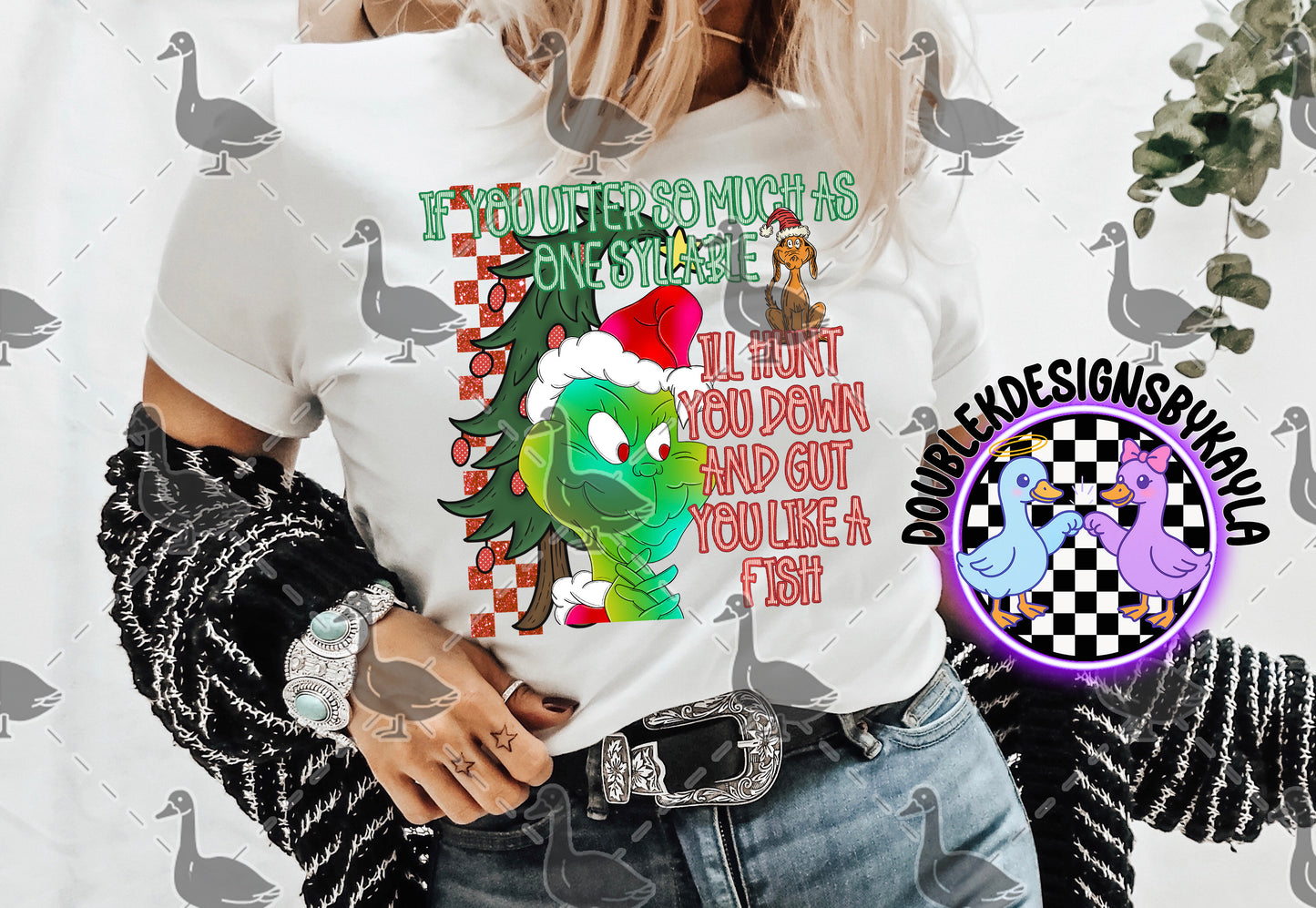Grinch Christmas PNG | Funny Holiday Sublimation Design | “One Syllable” Quote