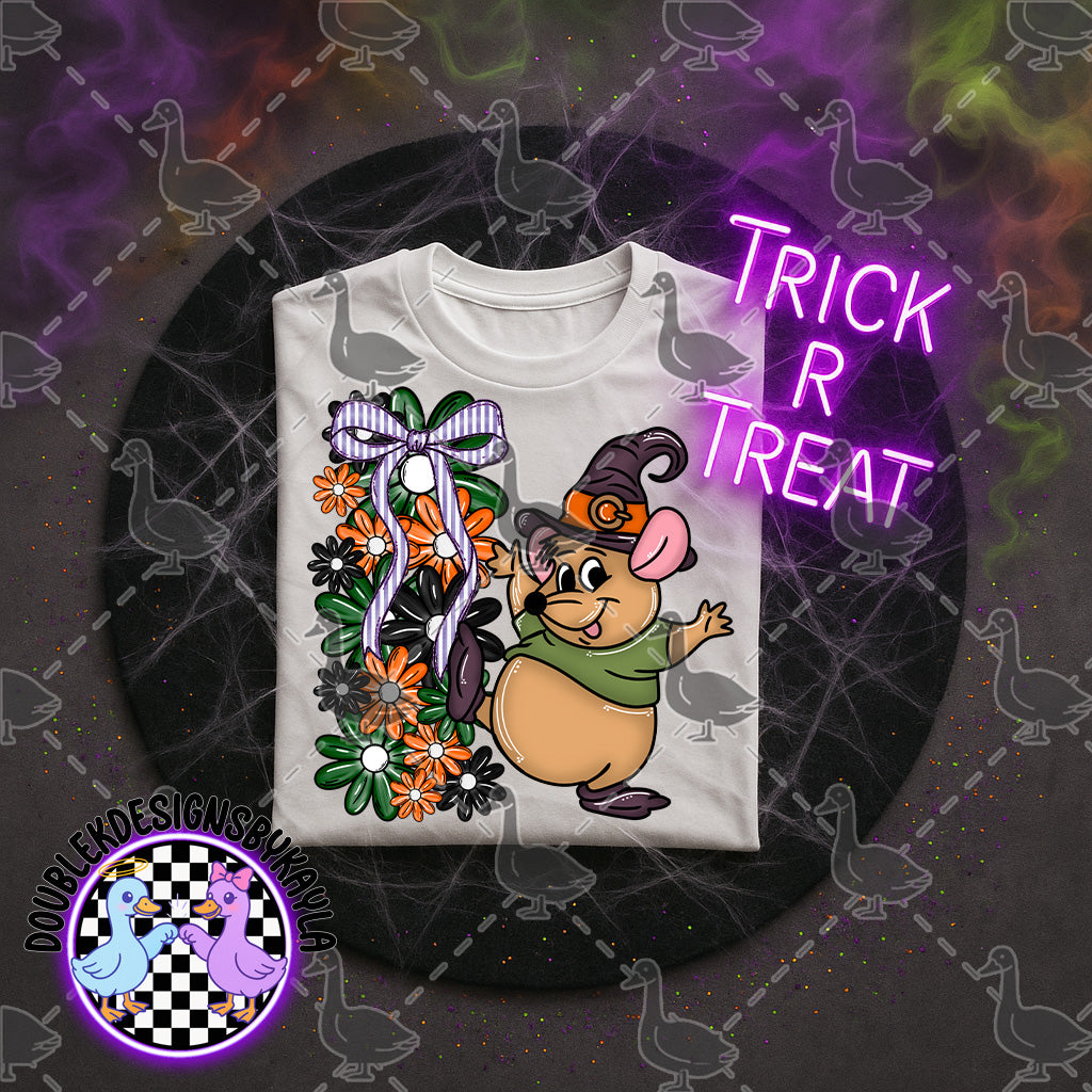 Halloween Gus Mouse with Floral Bow – Digital Design PNG