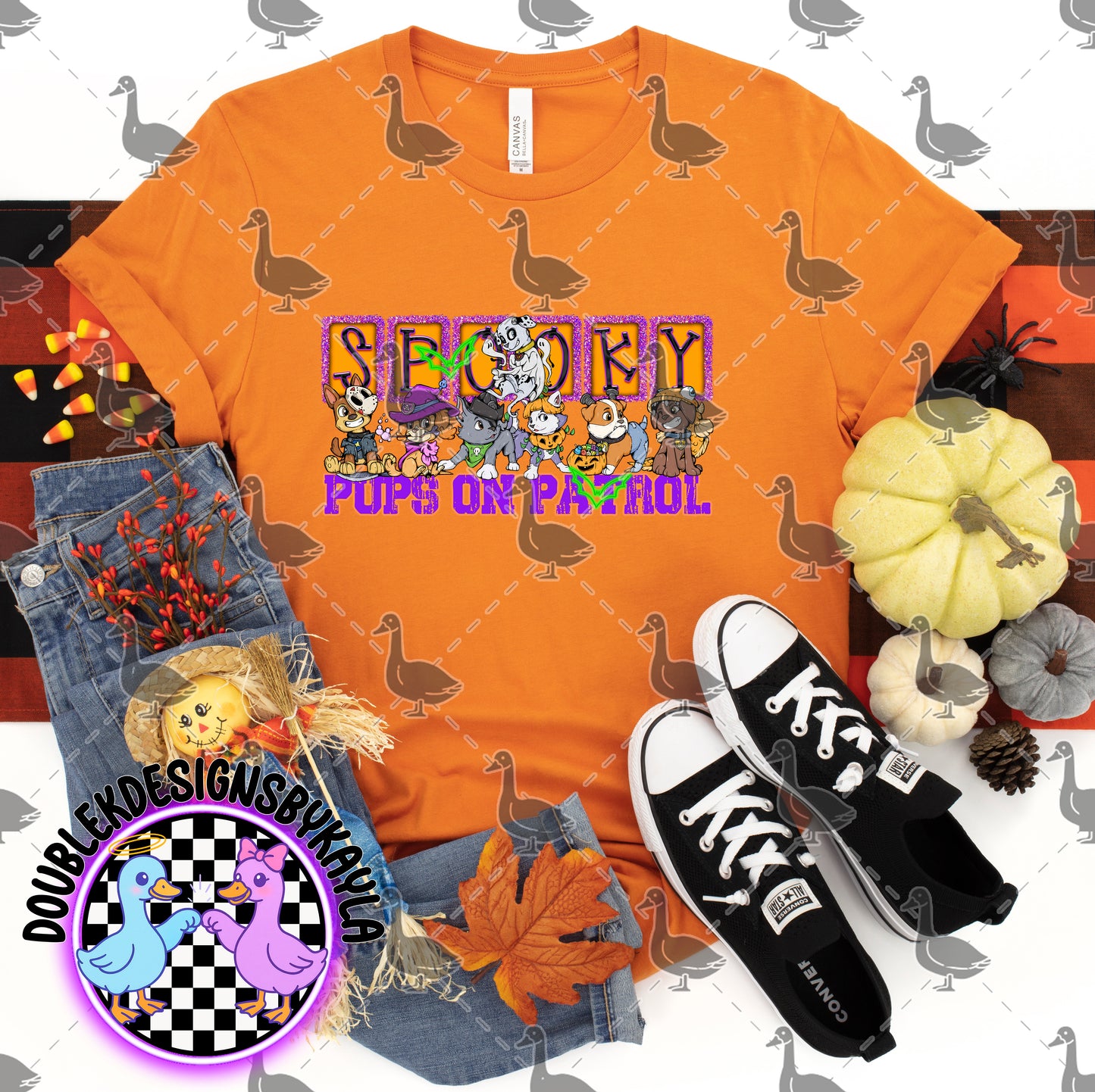 Spooky Pups on Patrol – Halloween Cartoon Dog Digital Design