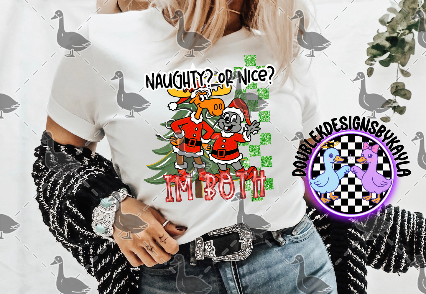 Naughty or Nice? I’m Both – Funny Retro Christmas Digital Design