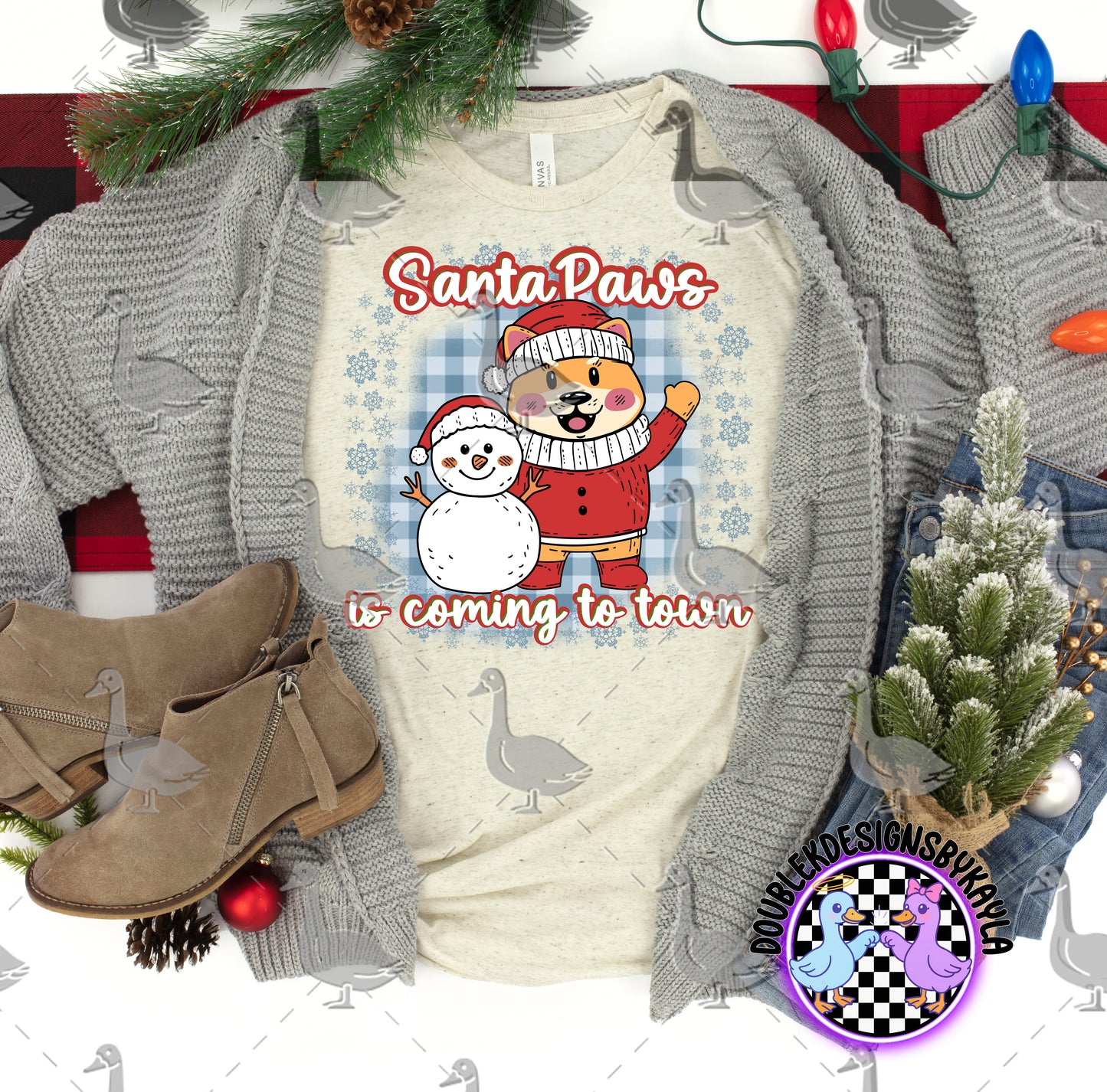 Santa Paws is Coming to Town | Cute Christmas Dog Digital Design