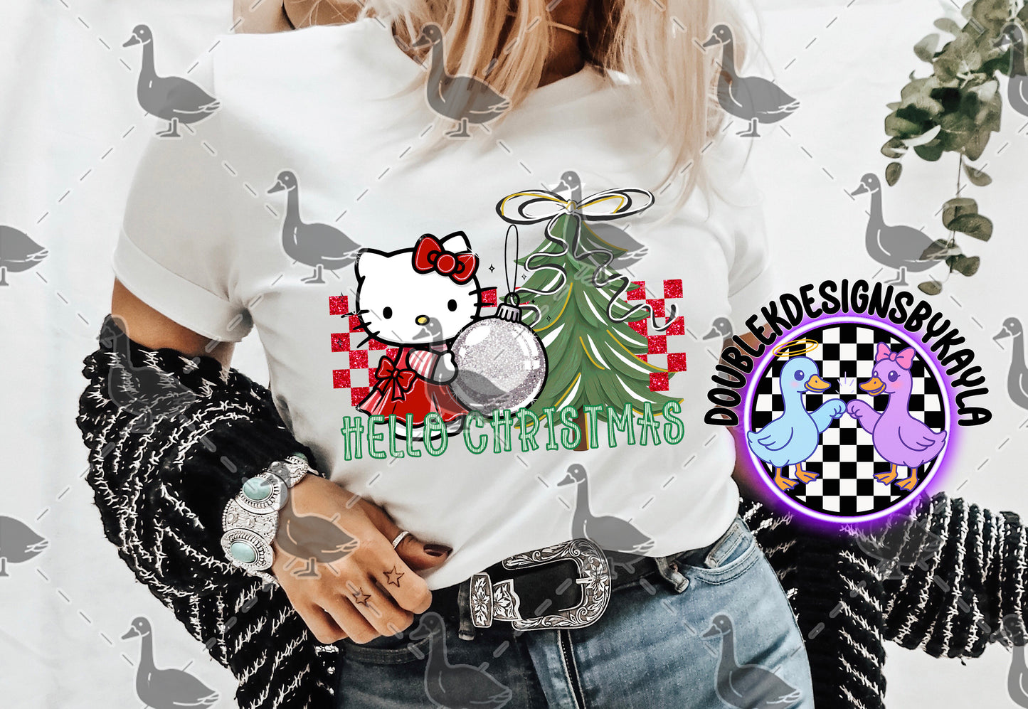 Hello Christmas – Cute Kitty Holiday Digital Design
