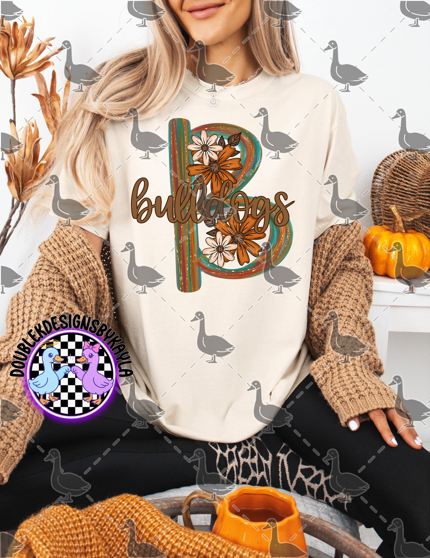 Fall Floral Mascot Letter Digital Designs | Multiple Team Variants