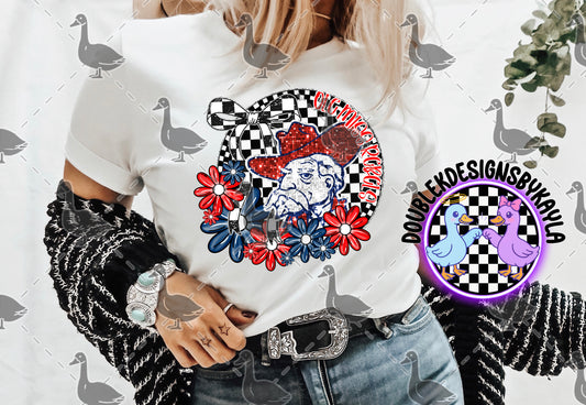 Ole Miss Rebels PNG | Checkerboard Floral Circle Game Day Design
