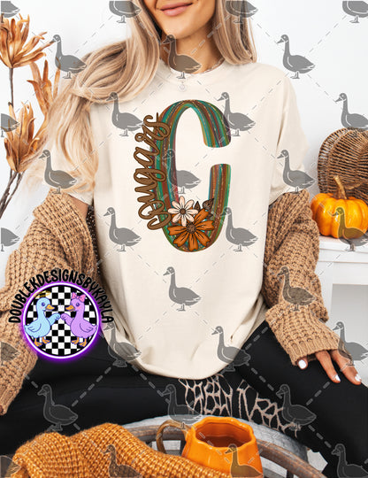 Fall Floral Mascot Letter Digital Designs | Multiple Team Variants