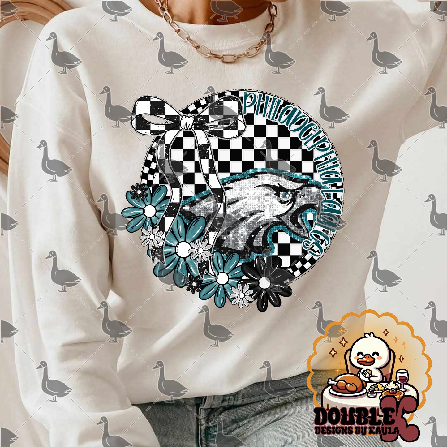 Checkerboard Floral NFL Team Digital Design | Multiple Teams