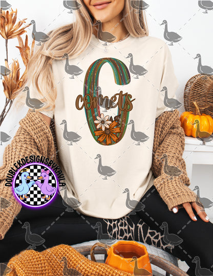 Fall Floral Mascot Letter Digital Designs | Multiple Team Variants