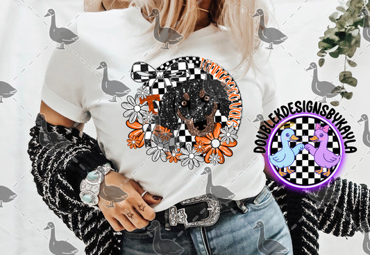 Tennessee Volunteers Digital Design – Smokey Mascot with Checker Bow & Floral Accent