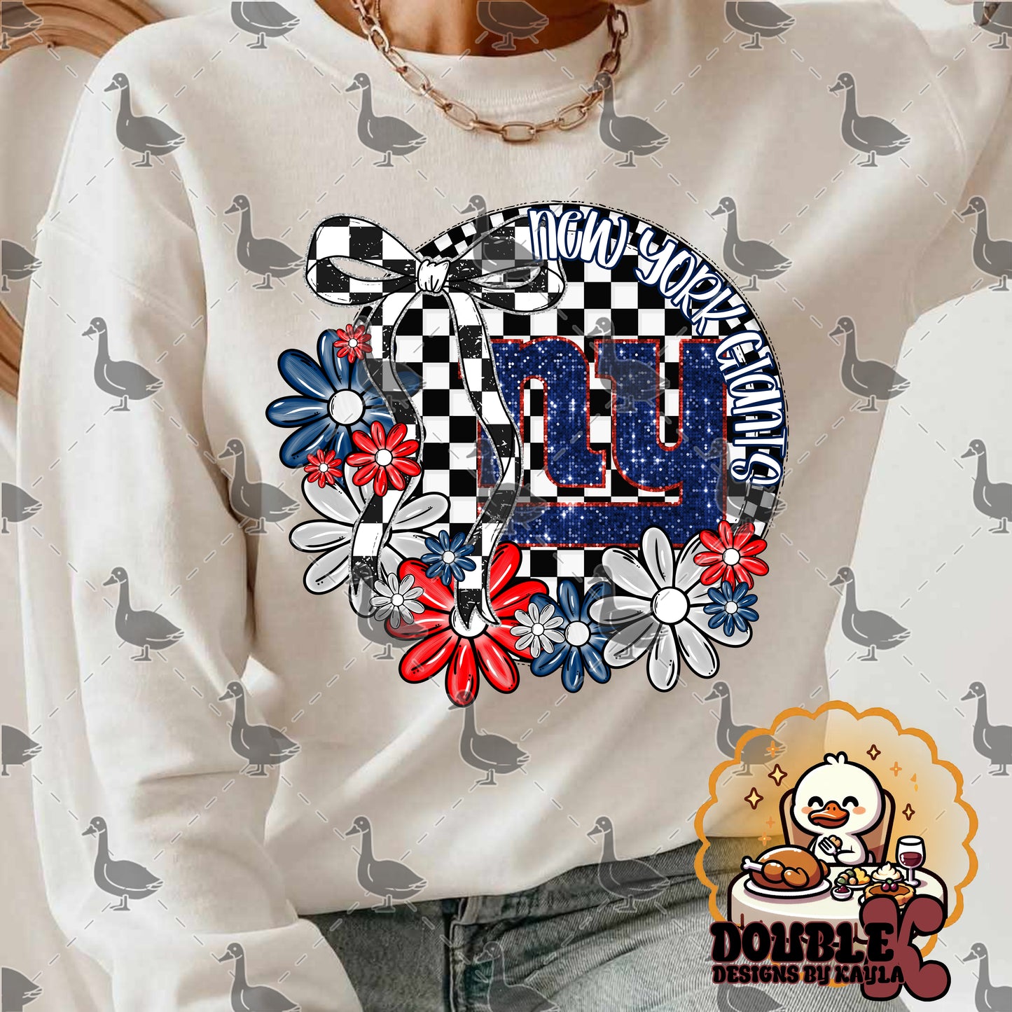 Checkerboard Floral NFL Team Digital Design | Multiple Teams