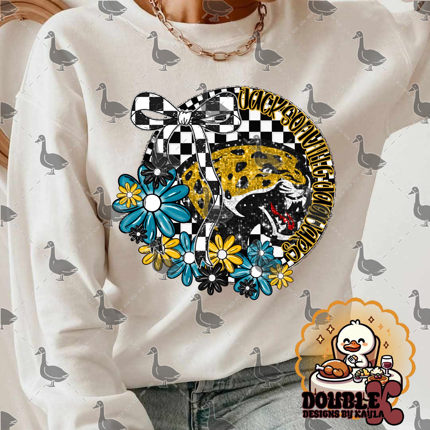 Checkerboard Floral NFL Team Digital Design | Multiple Teams