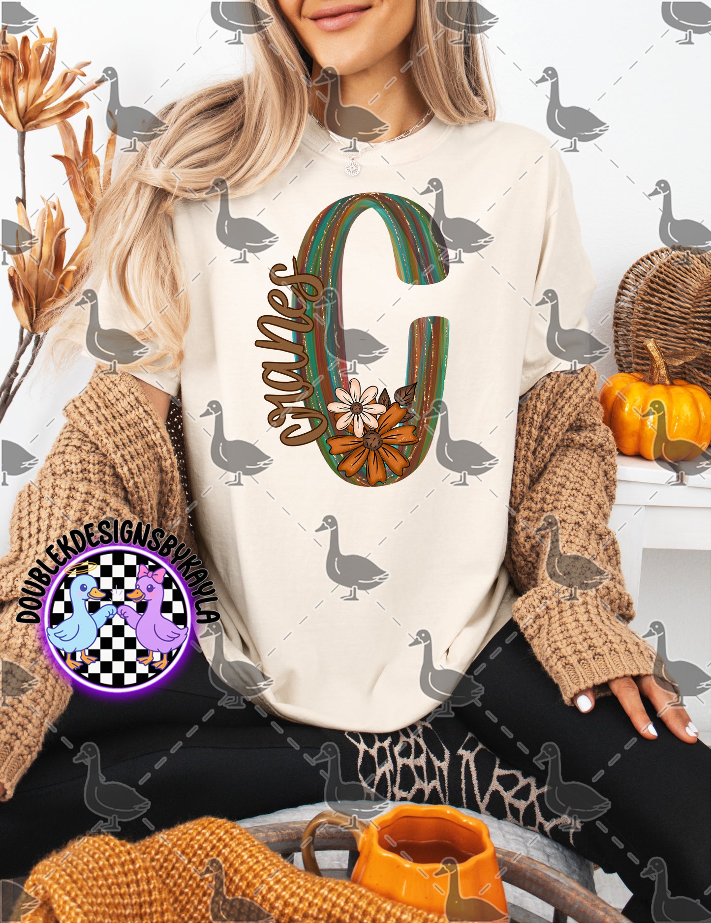 Fall Floral Mascot Letter Digital Designs | Multiple Team Variants