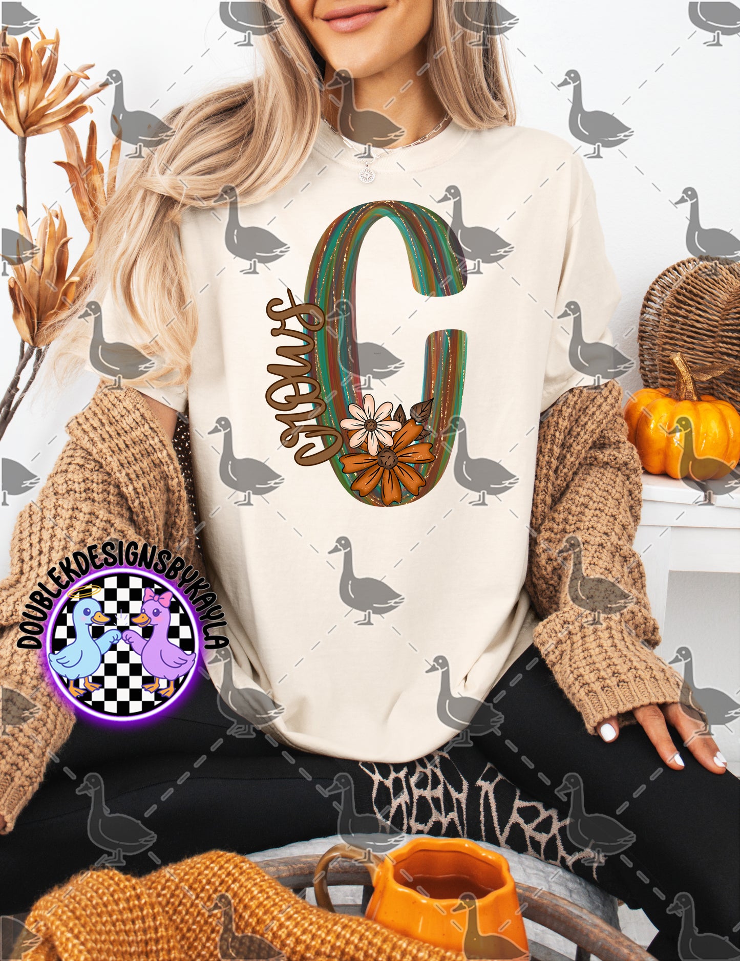 Fall Floral Mascot Letter Digital Designs | Multiple Team Variants