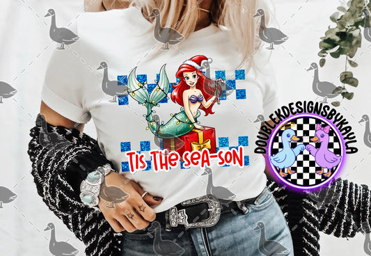 Christmas Mermaid Digital Design – “’Tis the Sea-Son” Holiday Graphic
