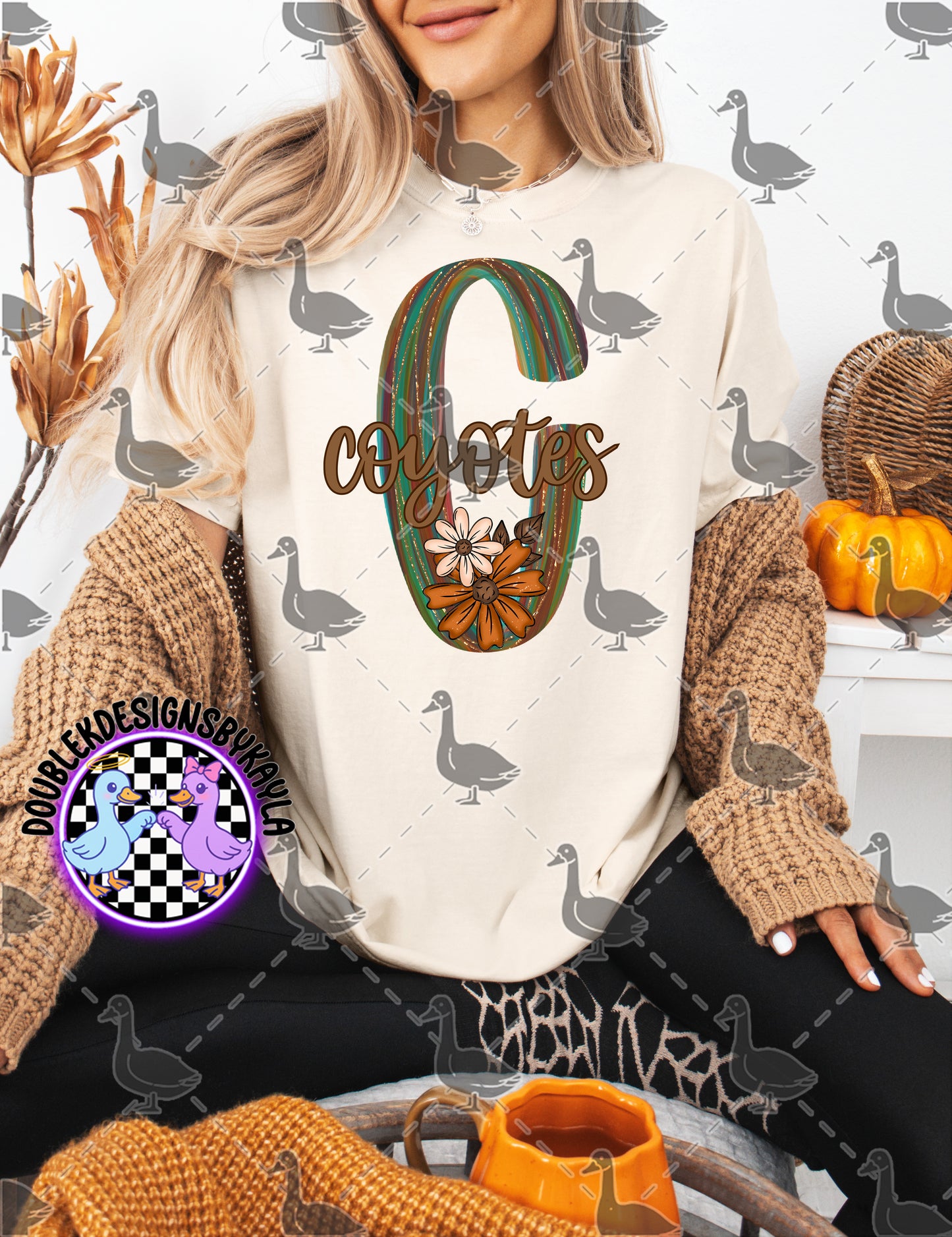 Fall Floral Mascot Letter Digital Designs | Multiple Team Variants