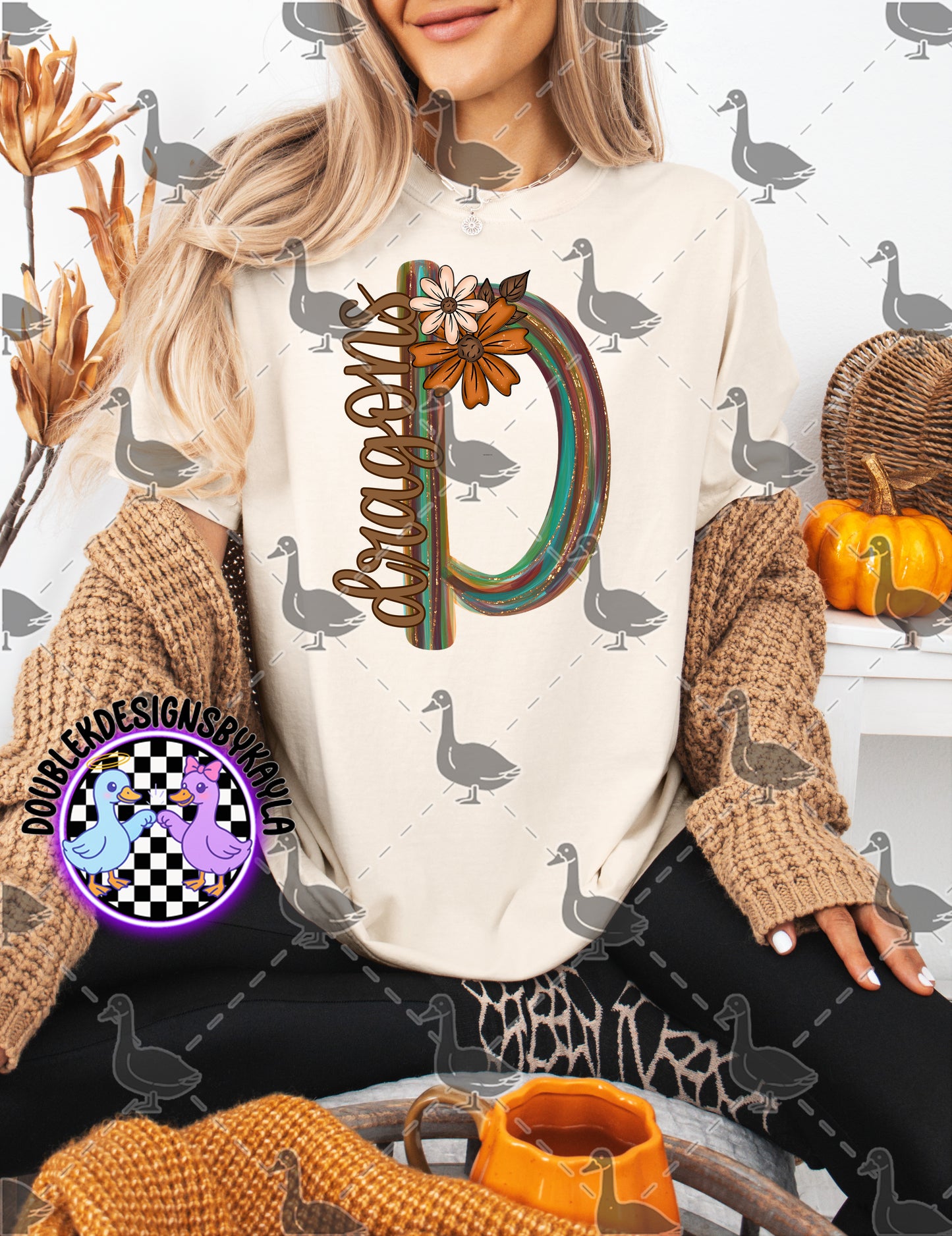 Fall Floral Mascot Letter Digital Designs | Multiple Team Variants