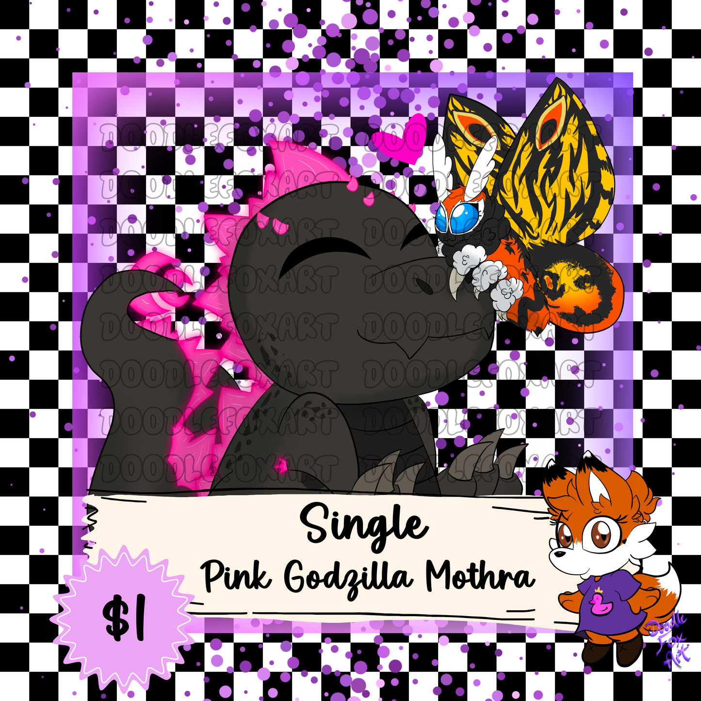 Single Pink Godzilla Mothra Clipart