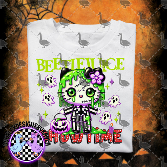 Beetlejuice Showtime Kitty PNG | Cute Halloween Digital Design