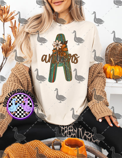 Fall Floral Mascot Letter Digital Designs | Multiple Team Variants