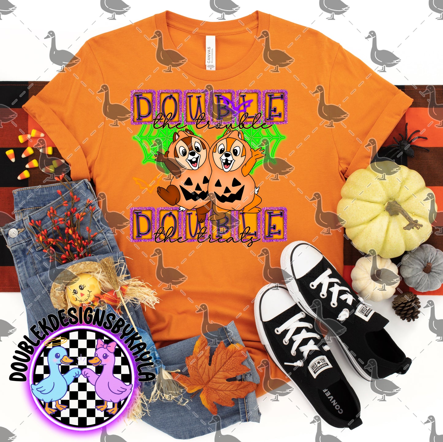 Double the Trouble, Double the Treats – Digital Halloween Design PNG