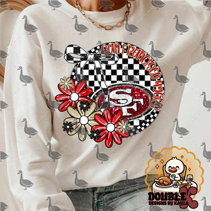 Checkerboard Floral NFL Team Digital Design | Multiple Teams