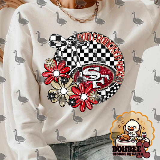 Checkerboard Floral NFL Team Digital Design | Multiple Teams