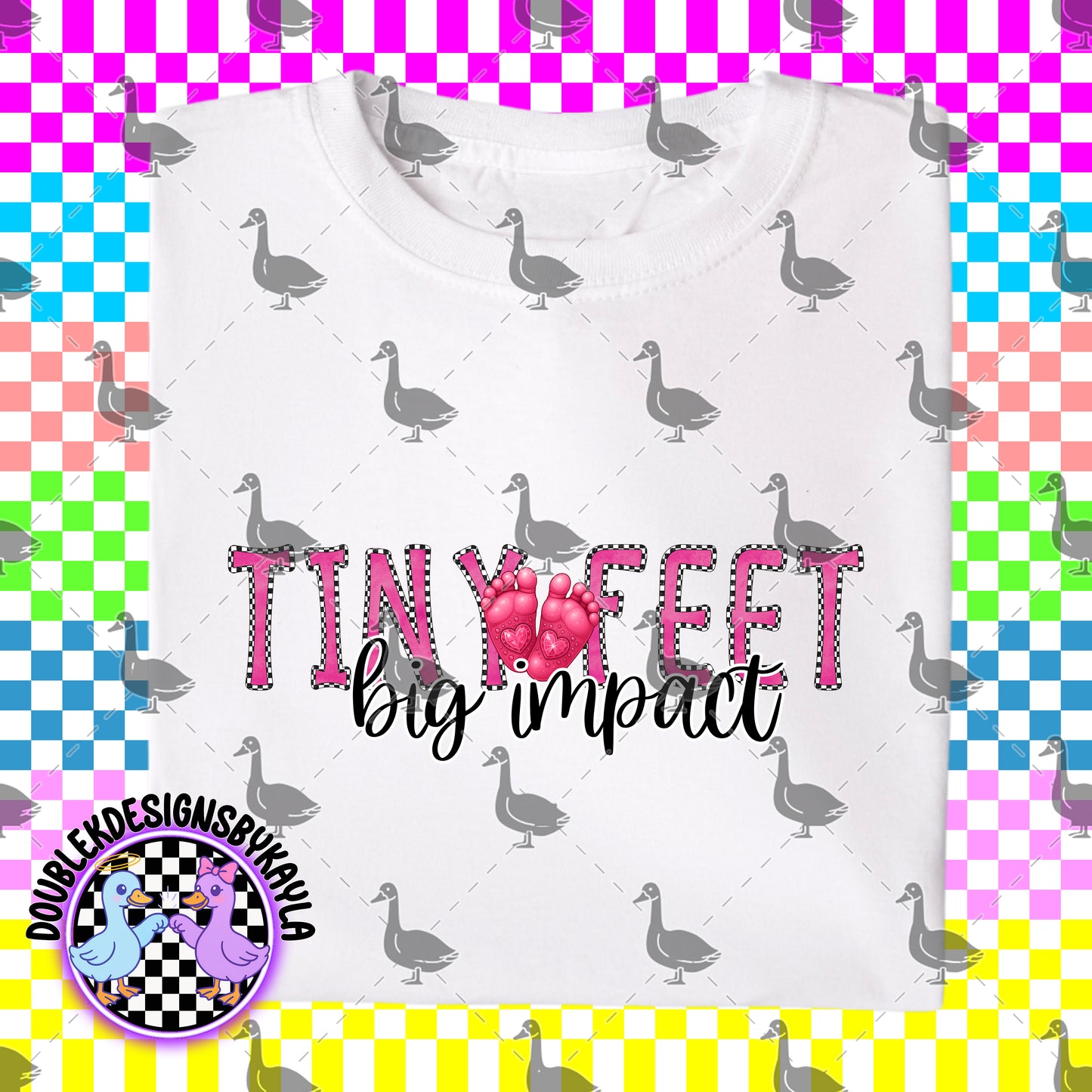 Tiny Feet Big Impact Digital Design – Pink & Blue PNG Variants