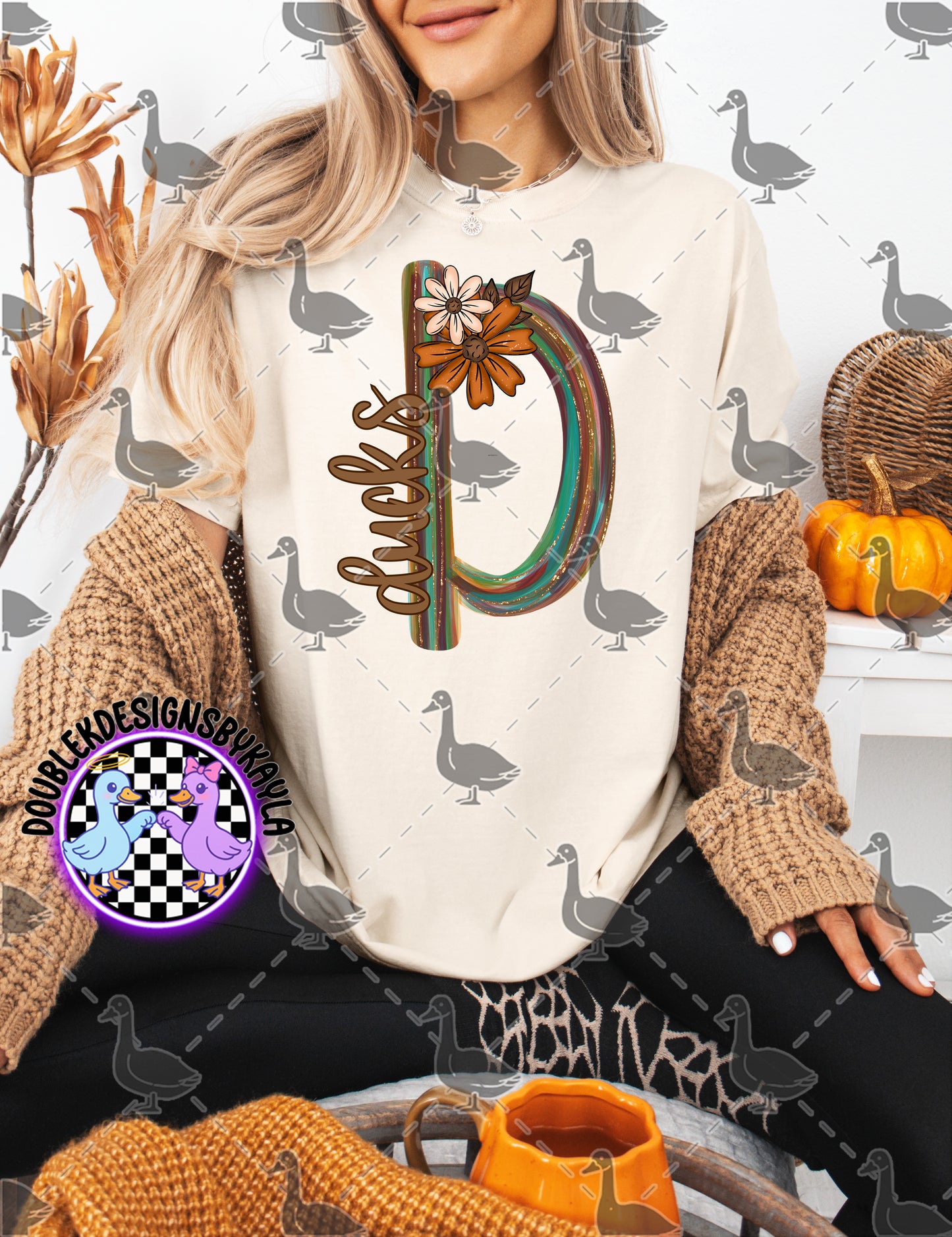 Fall Floral Mascot Letter Digital Designs | Multiple Team Variants