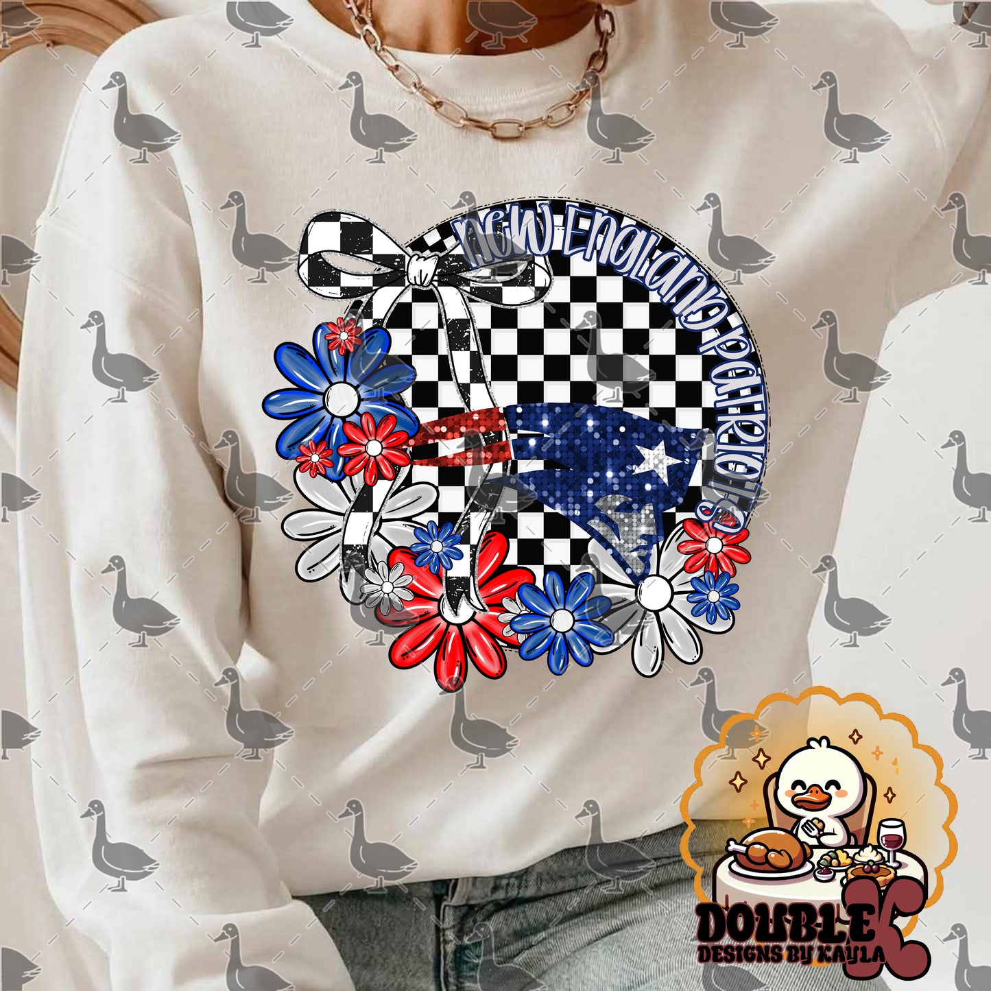 Checkerboard Floral NFL Team Digital Design | Multiple Teams