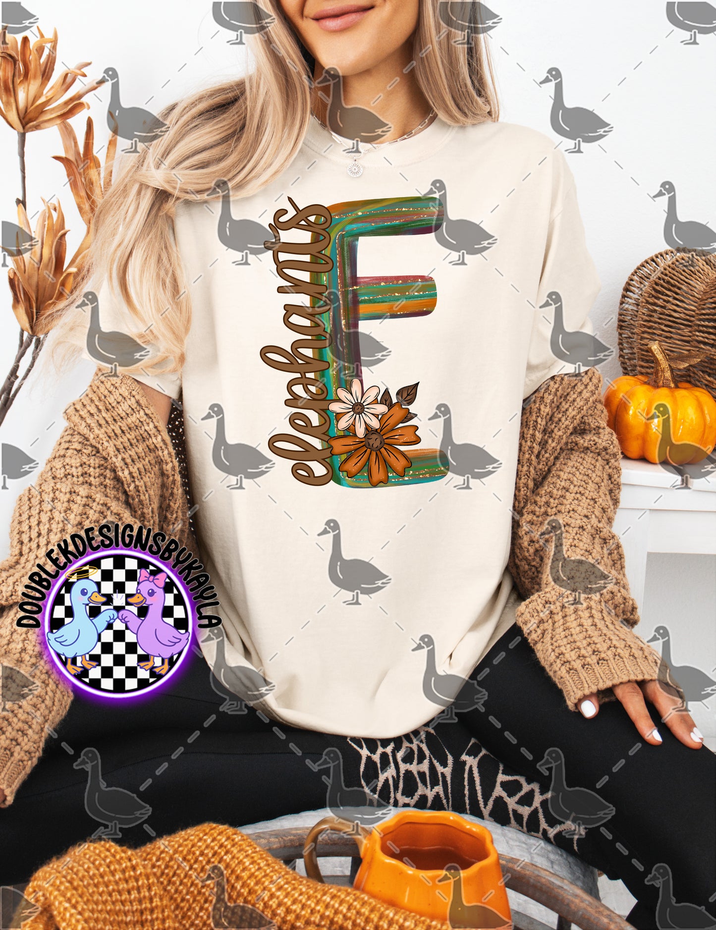 Fall Floral Mascot Letter Digital Designs | Multiple Team Variants