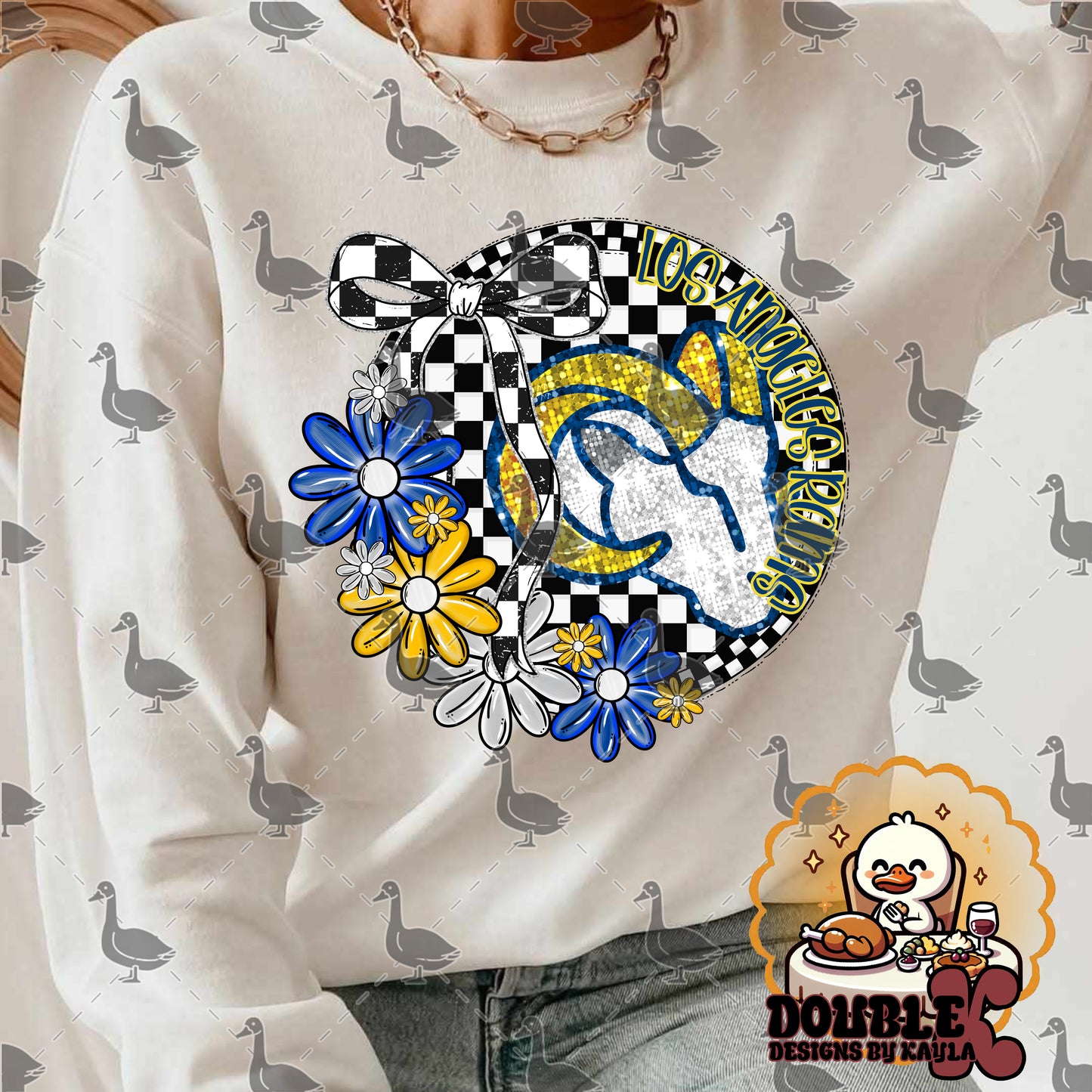 Checkerboard Floral NFL Team Digital Design | Multiple Teams