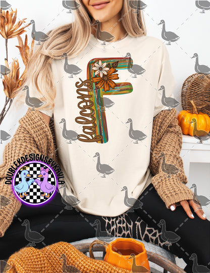 Fall Floral Mascot Letter Digital Designs | Multiple Team Variants