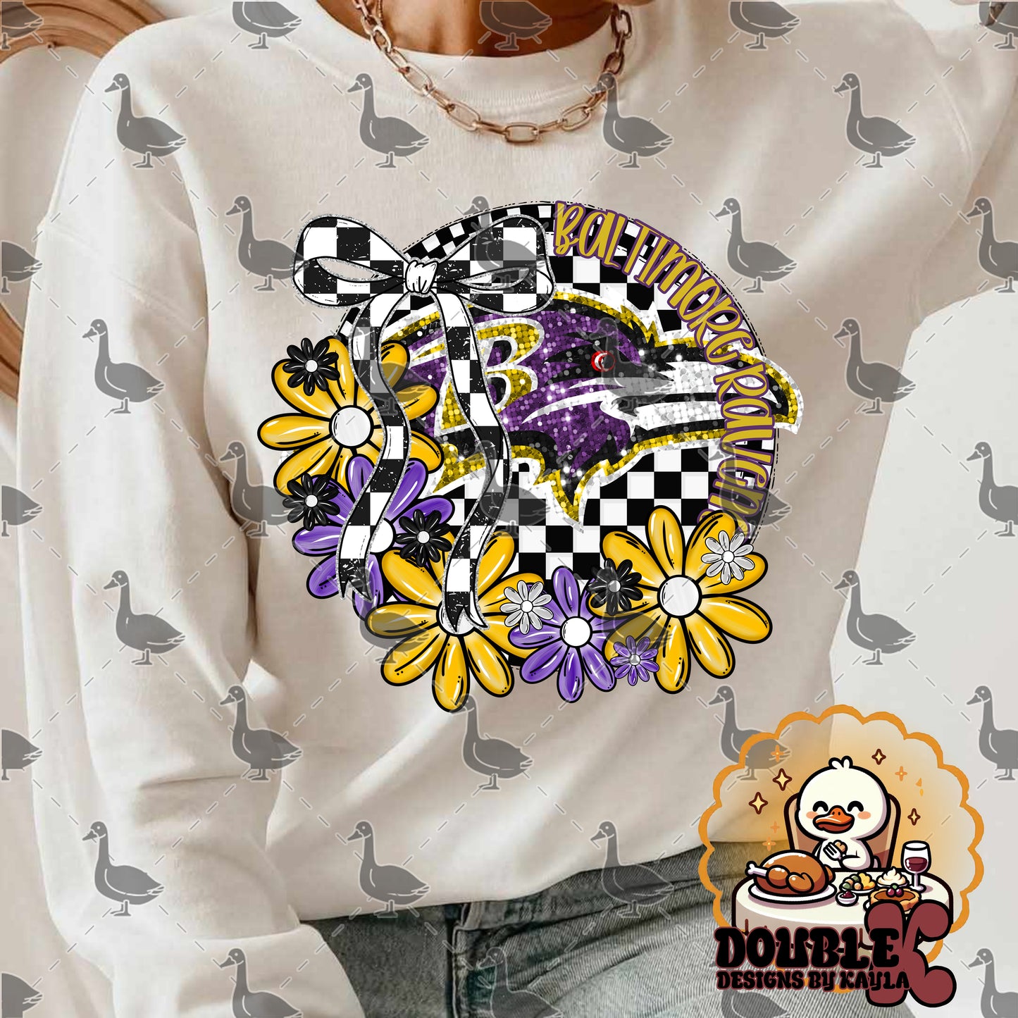 Checkerboard Floral NFL Team Digital Design | Multiple Teams