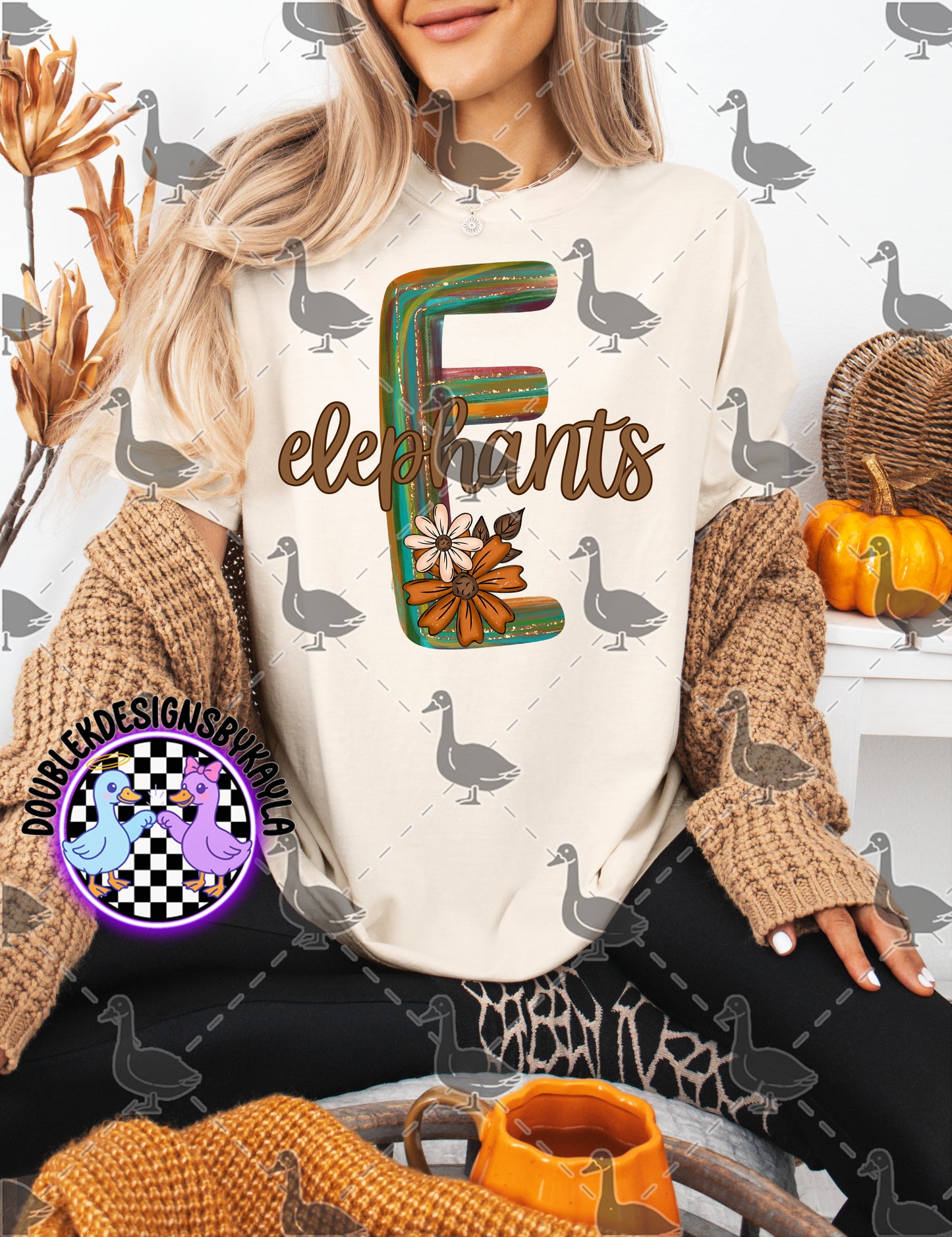 Fall Floral Mascot Letter Digital Designs | Multiple Team Variants
