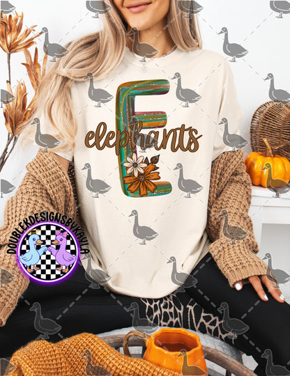Fall Floral Mascot Letter Digital Designs | Multiple Team Variants