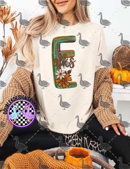 Fall Floral Mascot Letter Digital Designs | Multiple Team Variants