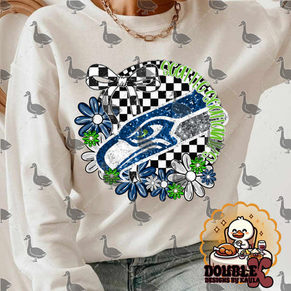 Checkerboard Floral NFL Team Digital Design | Multiple Teams