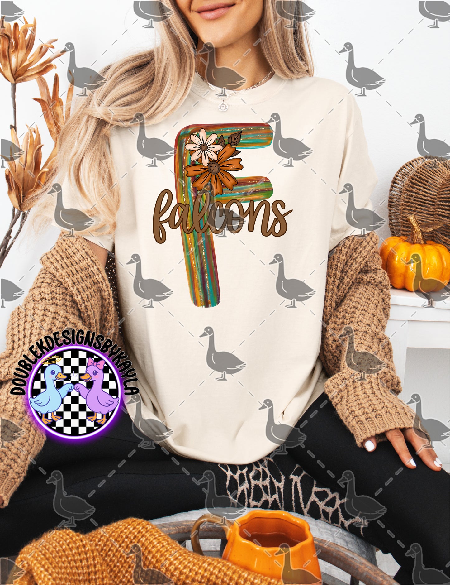 Fall Floral Mascot Letter Digital Designs | Multiple Team Variants