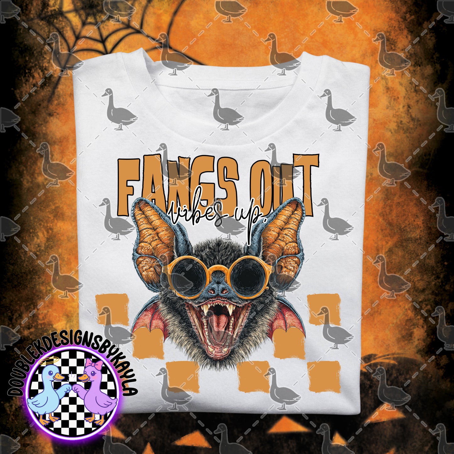 Fangs Out Vibes Up PNG | Cool Halloween Bat Digital Design