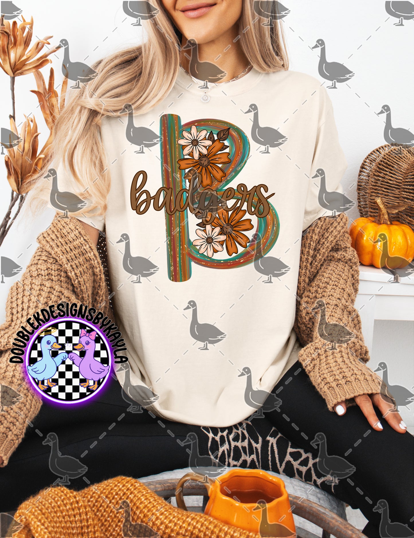 Fall Floral Mascot Letter Digital Designs | Multiple Team Variants