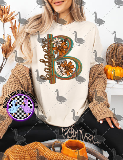 Fall Floral Mascot Letter Digital Designs | Multiple Team Variants