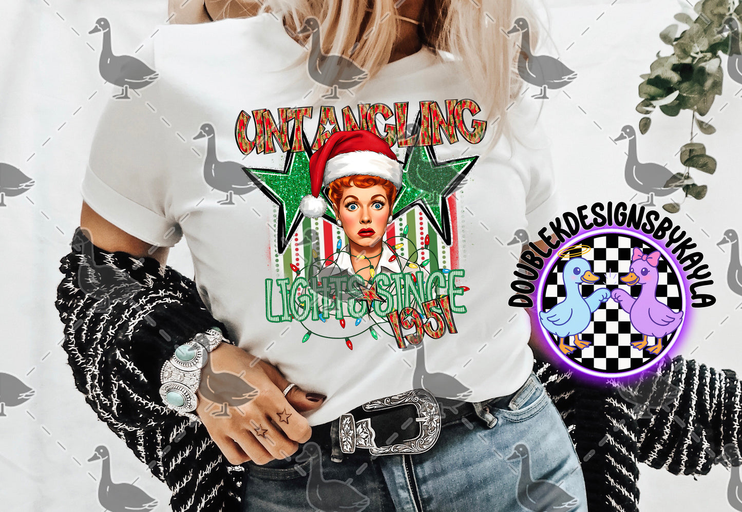 Untangling Lights Since 1951 | Retro Christmas PNG Design