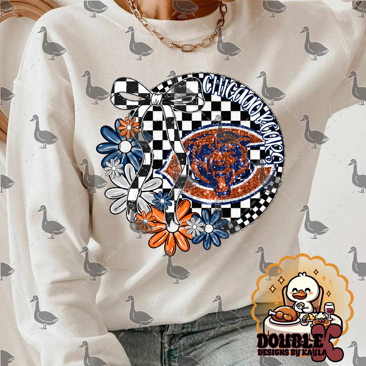 Checkerboard Floral NFL Team Digital Design | Multiple Teams
