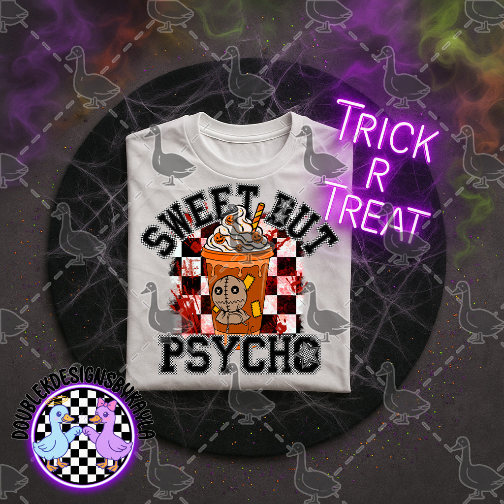 Sweet But Psycho Horror Coffee Cup Halloween Digital Design