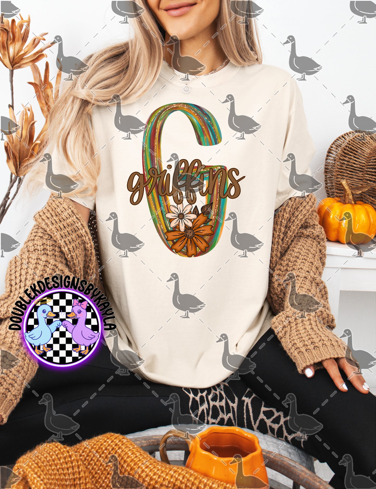 Fall Floral Mascot Letter Digital Designs | Multiple Team Variants