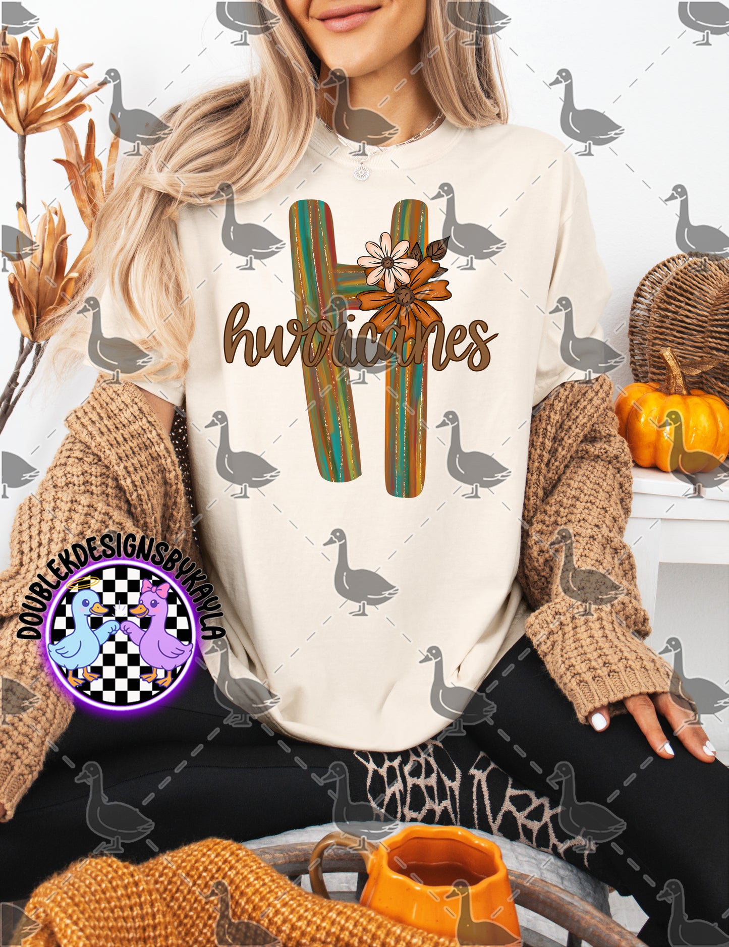 Fall Floral Mascot Letter Digital Designs | Multiple Team Variants